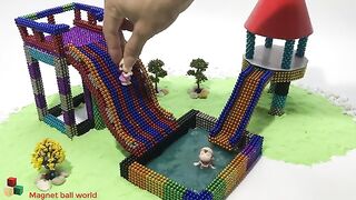 Cách Xây Hồ Bơi Trượt Nước | DIY - How to Build a Swimming Pool from a Magnetic Ball (Satisfying)