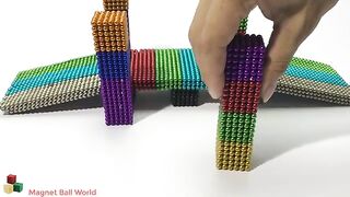 Cách xây cầu treo | DIY| How to make a suspension bridge with magnetic balls, slime, toy cars (ASMR)