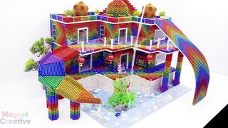 DIY - Build Beautiful Villa Has Swimming Pool & Water Slide Rooftop For Hamster | Magnet Creative