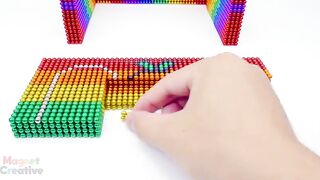 DIY - Build Rainbow Mud House And Playground For Cute Rabbit From Magnetic Balls ( Satisfying )