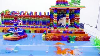 ASMR Satisfying | Build Amazing Waterwheel Temple Have Fish Pond For Pets From Magnetic Balls