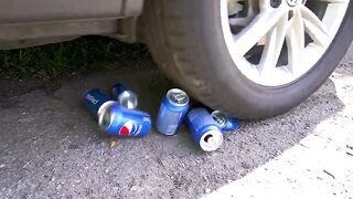 Crushing Crunchy & Soft Things by Car! EXPERIMENT: Car vs Coca Cola, Fanta, Mirinda Balloons