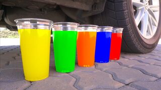 EXPERIMENT: CAR VS COLORED CUPS | Crushing Crunchy & Soft Things by Car