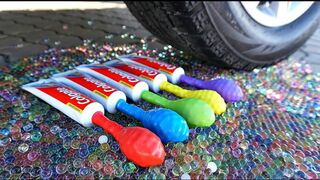Crushing Crunchy & Soft Things by Car! - EXPERIMENT: Toothpaste and Balloons VS Car by Crazy Factory
