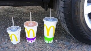 Crushing Crunchy & Soft Things by Car! - EXPERIMENT: MCDONALDS DRINKS VS CAR by Crazy Factory