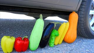 Crushing Crunchy & Soft Things by Car! - EXPERIMENT: CAR VS VEGETABLES by Crazy Factory