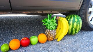 Crushing Crunchy & Soft Things by Car! - EXPERIMENT: CAR VS FRUITS by CRAZY Factory