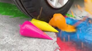 Experiment Car vs Color Sanitizer Bottle | Crushing Crunchy & Soft Things by Car