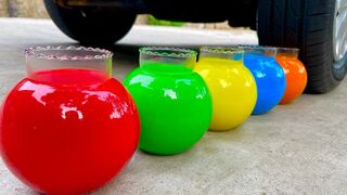 Experiment Car vs Rainbow Bowl | Crushing Crunchy & Soft Things by Car