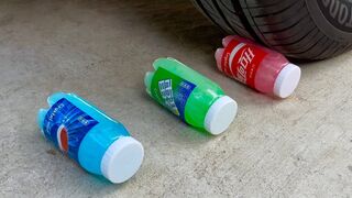 Experiment Car vs Coca Cola, Pepsi and Sprite Slime | Crushing Crunchy & Soft Things by Car