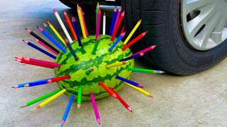 Experiment Car vs Watermelon Pencil | Crushing Crunchy & Soft Things by Car