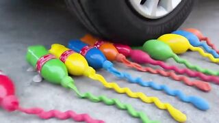 Experiment Car vs Many Water Balloons | Crushing Crunchy & Soft Things by Car