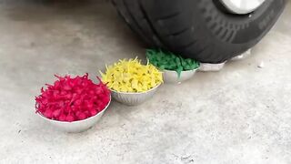Experiment Car vs Watermelon with Rainbow bulbs | Crushing Crunchy & Soft Things by Car