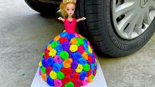 Experiment Car vs Barbie Doll Rainbow Cake | Crushing Crunchy & Soft Things by Car