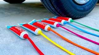 Experiment Car vs Different Colgate with Long Balloons | Crushing Crunchy & Soft Things by Car