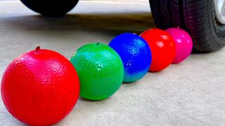 Experiment Car vs Rainbow Color Ball | Crushing Crunchy & Soft Things by Car