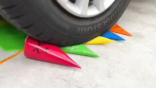 Experiment Car vs Rainbow Color Ball | Crushing Crunchy & Soft Things by Car