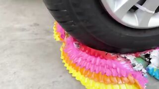 Experiment Car vs Rainbow Tube lights | Crushing Crunchy & Soft Things by Car