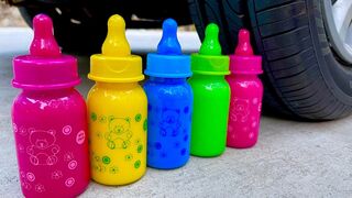Experiment Car vs Rainbow Milk Bottle | Crushing Crunchy & Soft Things by Car