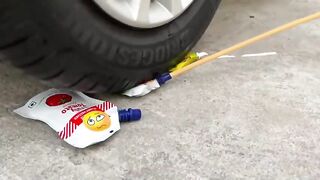 Experiment Car vs Marbles inside a Juice Glass | Crushing Crunchy & Soft Things by Car