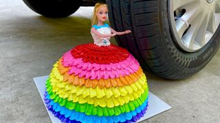 Experiment Car vs Rainbow Barbie Doll Cake | Crushing Crunchy & Soft Things by Car