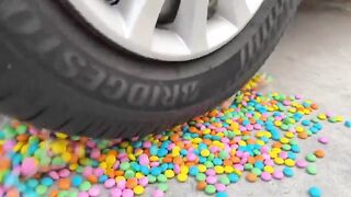 Experiment Car vs Candy’s inside a Glass | Crushing Crunchy & Soft Things by Car