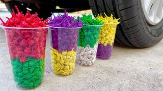 Experiment Car vs Color Snapper Firecrackers in Glass | Crushing Crunchy & Soft Things by Car