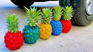 Experiment Car vs Rainbow Pineapple | Crushing Crunchy & Soft Things by Car
