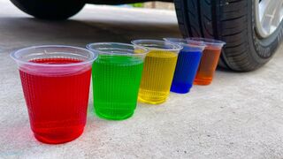 Experiment Car vs Rainbow Water in Cups | Crushing Crunchy & Soft Things by Car