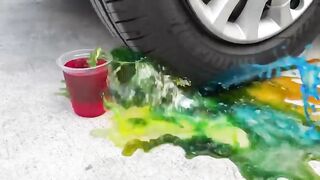 Experiment Car vs Rainbow Water in Cups | Crushing Crunchy & Soft Things by Car