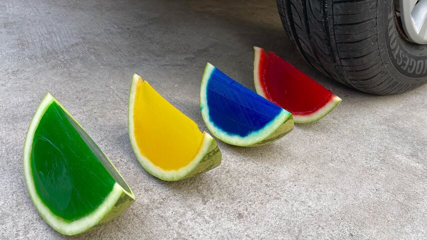 Experiment Car vs Watermelon Jelly | Crushing Crunchy & Soft Things by Car