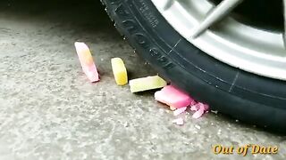 ODDLY SATISFYING Tire Crushing Crunchy & Soft Things By Car! (Slime, Floral foam)